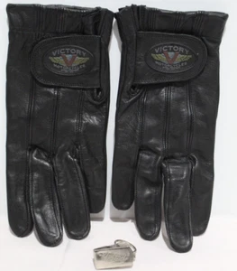 Black Victory Motorcycle Classic Soft Leather Gloves Men XL Stylish NEW No Tag - Picture 1 of 24