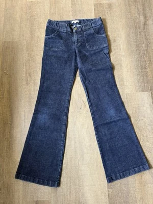 Pantalones de mezclilla hechos por Emerson lavado oscuro cintura media pierna acampanada corte bota talla 26 Foto 1 de 4