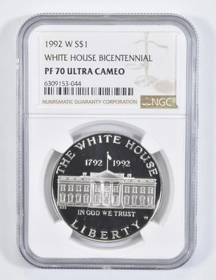 1992-W White House Commemorative Proof Silver Dollar PF70 NGC *2297 - Image 1 of 4