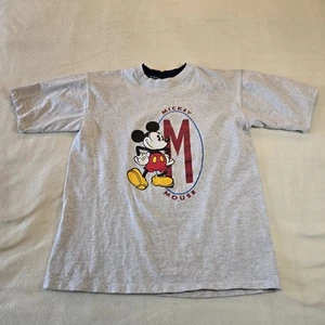 Vintage 90s Mickey Mouse Double Collar and Sleeve Tee Gray Men's XL Disney Store - Picture 1 of 10
