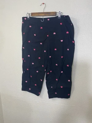 White Stag Womens Capris Pants Size 18 Black Red Pink Butterfly Embroidered - Image 1 of 4