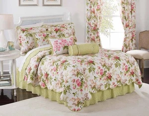 Waverly Emmas Garden Modern Farmhouse Floral 4-Piece Reversible Quilt Bedspre... - Picture 1 of 3