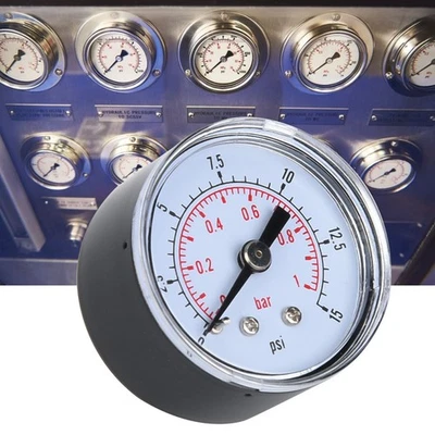 (0-15psi 0-1bar)Mechanical Pressure Gauge For Air Oil Water 1/8inch BSPT Back - Image 1 of 4