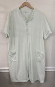 Miss Elaine Bath Robe House Coat Full Zip Terry Cloth Mint Green 3X Cotton/Poly - Picture 1 of 10