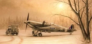 Tarjeta de Navidad Supermarine Spitfire Mk.IX avión polaco RAF - Imagen 1 de 1