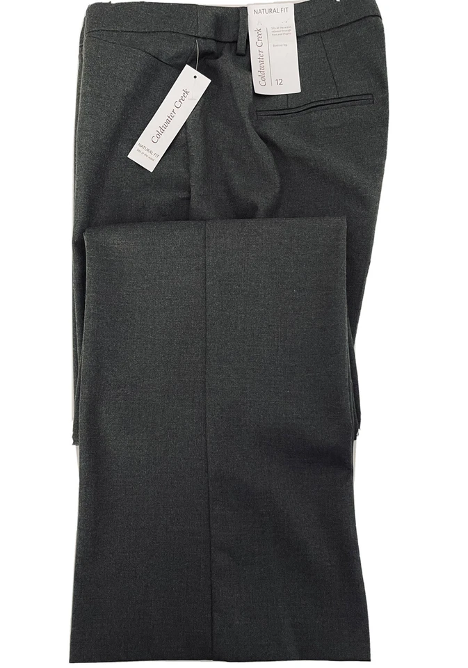NWT $80 Coldwater Creek Natural Fit Gray Whisper Flannel Trouser Pants Size 12 - Image 1 of 4