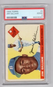 1955 Topps Jim Gilliam #5 Brooklyn Dodgers PSA 2 - Picture 1 of 2