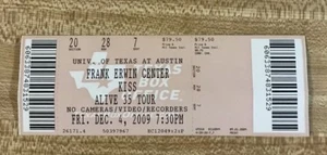 2009 KISS Alive 35 Tour Concert Used Full Ticket Austin Texas - Picture 1 of 2