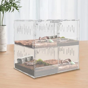 4 Grids Acrylic Reptile Terrarium Pet Box Lizard Climbing Spider Snake Cage - Picture 1 of 12