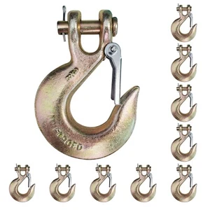 Paquete de 10 gancho deslizante Clevis G70 3/8" con pestillo remolque camión transporte gancho de cadena de remolque - Imagen 1 de 8