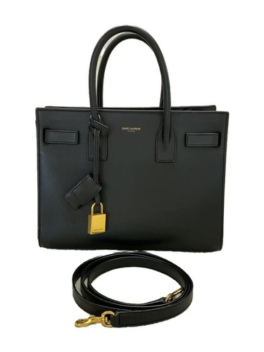 SAINT LAURENT (YSL) Borsa a tracolla Saint Laurent Sac de Jour G Hardware Nano Nera doppia tracolla
