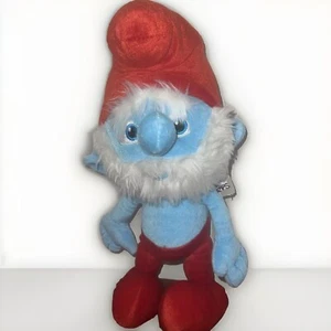 Official THE SMURFS Papa Smurf Stuffed Plush White Bearded Blue Red Hat Pants - Picture 1 of 4
