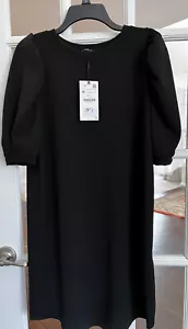 Zara Puffärmel Strick Mini Etuikleid in Schwarz Größe M Neu mit Etikett - Bild 1 von 3