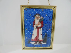 Vintage Santa Kris Kringle hanging stain glass - Picture 1 of 8