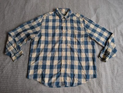 Camisa Woolrich Wollen Mills Hombre Extra Grande Azul Crema Cuadros Botón Manga Larga Foto 1 de 4