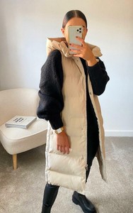 beige long body warmer