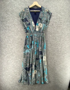 Vestido Kate And Lily Mujer 14W Plus Azul Funda Geométrica Midi Cintura Elástica - Imagen 1 de 9
