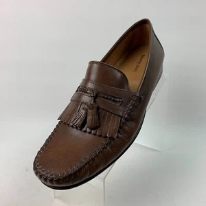 Meeting Street Loafers Brown Leather Tassel Kiltie Round Moc Toe Shoes Size 12M - Picture 1 of 11