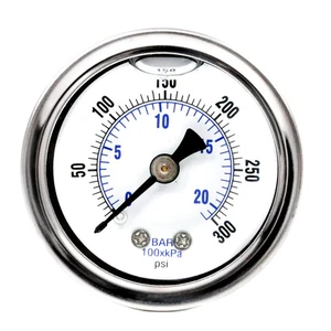 1.5" Liquid Filled Pressure Gauge 300 PSI Air Compressor Center Back Mount 1/8 - Picture 1 of 6