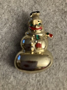 Vintage Brosche 70’s or 80’s Gold Tone Snowman - Bild 1 von 2