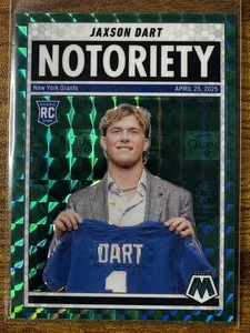2025 Mosaic Football Jaxson Dart RC Notoriety #11 New York Giants GREEN PRIZM - Bild 1 von 2