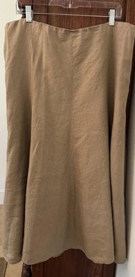 Falda para mujer Eileen Fisher L lino tostado midi dobladillo globo línea A capas forradas Foto 1 de 4