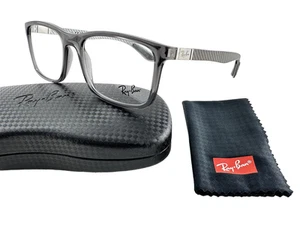 Ray Ban NEW Transparent Grey Carbon Silver Frames 53-18-145 Eyeglasses RX8908 - Picture 1 of 12