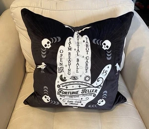 Cynthia Rowley Spirit Fortune Teller Palmistry Velvet Pillow 20” Black Halloween - Picture 1 of 4
