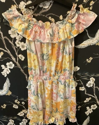 Girls River Island Yellow Floral Playsuit Age 11-12 Excellent Condition - Image 1 of 2