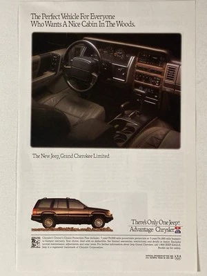 Jeep Grand Cherokee Limited 1992 anuncio impreso 4x4 cabina en el bosque publicidad Foto 1 de 2