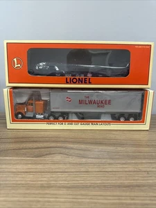 ¡LOTE de remolque de camión Lionel 6-52116, Milwaukee Road 50 aniversario y auto plano! - Imagen 1 de 7