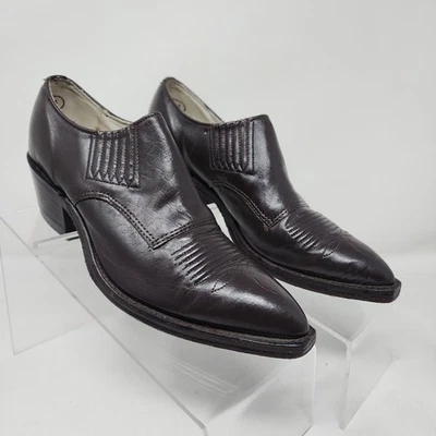 Sapatos femininos Nocona Boots tamanho 5B couro marrom ponto cowboy ocidental slip on - Imagem 1 de 4