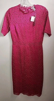 NWT Love X Design Lace Sheer Panel Knee Length Sheath Dress Magenta Berry Size S Foto 1 de 4