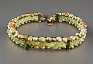 BOHO Peridot Chip &Bead Cuff - Picture 1 of 2