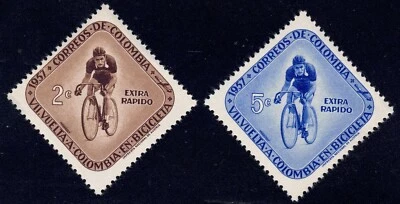 1957 Colombia SC# C297-C298 - Seventh Bicycle Tour of Colombia - M-H - Image 1 of 2