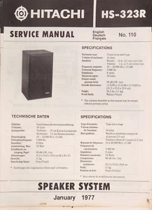 Hitachi - Model HS-323R Service Manual - Original - Picture 1 of 1