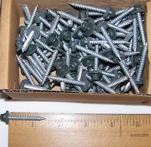 Stainless Steel Screws #9 x 1 1/2" Metal to Wood Self Seal Green 100 per box - Picture 1 of 3