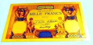 ★★ BILLET POLYMER  " OR " AVEC COULEURS DU 1000 FRANCS CERES ET MERCURE ★★ C - Picture 1 of 2
