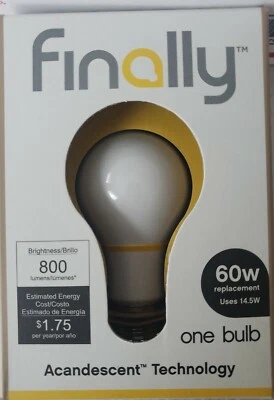 RARE Finally 60 W Replacement Acandescent Technology Light Bulb 14.5 W A19 Type - Image 1 of 4