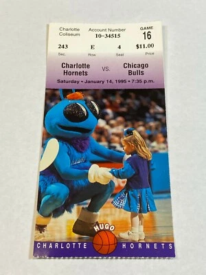 Charlotte Hornets Chicago Bulls NBA Old Ticket Stub #4 1-14-95 Scottie Pippen  - Image 1 of 2