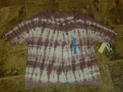 Nuevo con etiquetas Camisa Top Mujer Té Verde Manga Corta Tie Dye Terciopelo Ciruela Blanco S L XL 2XL Foto 1 de 2