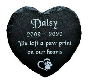 Personalised Engraved Slate Stone Heart Pet Memorial Grave Marker Plaque Dog Cat