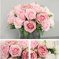 4 Color 9Head Silk Rose Flowers Floral Bridal Wedding Bouquet Home Party Decor