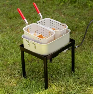 Liquid Propane 18 Qt Outdoor Aluminum Dual Basket Fish Deep Fryer Cooker Kit Pot - Picture 1 of 12