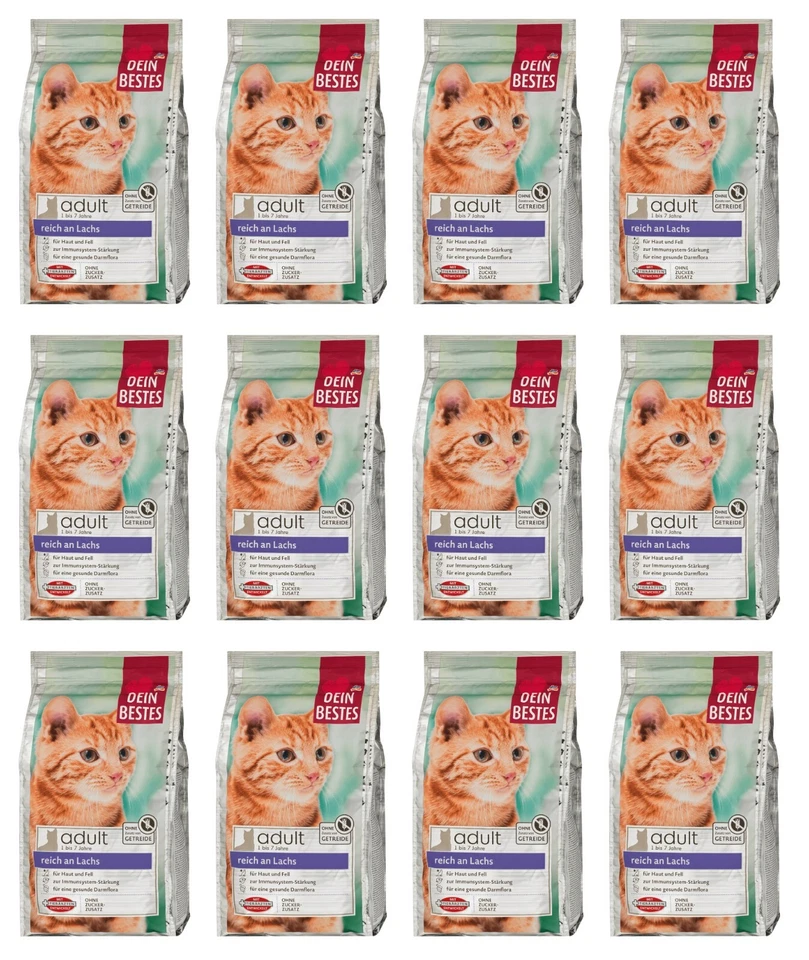 12 x 750g | Dein Bestes Trockenfutter Katze mit Lachs, Adult - Bild 1 von 1