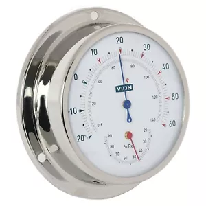 Vion Thermometer Hygrometer Edelstahl glänzend 97mm x 40mm a080th - Bild 1 von 2