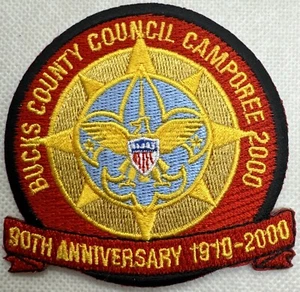 BSA 2000 BUCKS COUNTY COUNCIL CAMPOREE 90TH ANNIVERSARY - Red Patch - Picture 1 of 1
