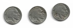 Lot of 3 Buffalo Nickels : 1928 1928-D 1928-S - Picture 1 of 2