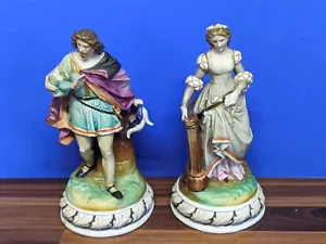 Pair of Antique late 19thC French Bisque Porcelain Old Paris Figures Figurines - Picture 1 of 20