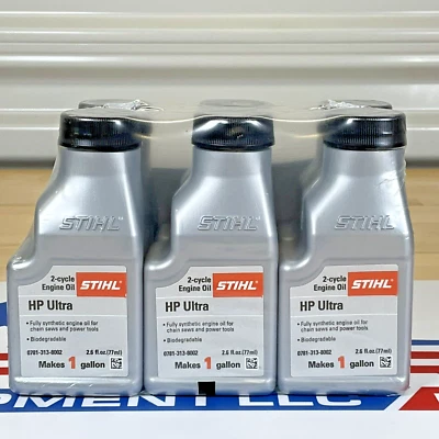 Mezcla de aceite de motor ultra sintético Stihl 2 ciclos HP paquete de 6 2,6 OZ de 1 galón Foto 1 de 4